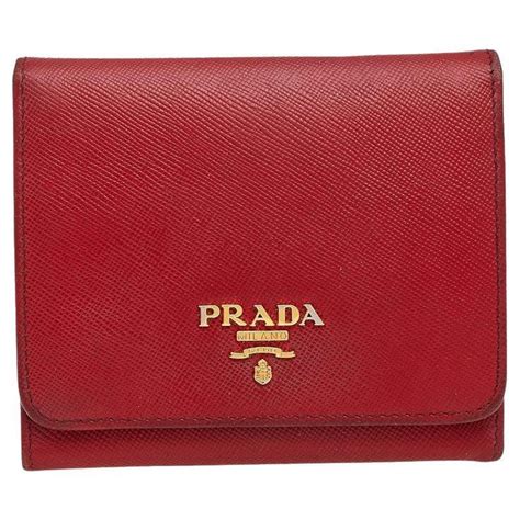 prada saffiano red wallet